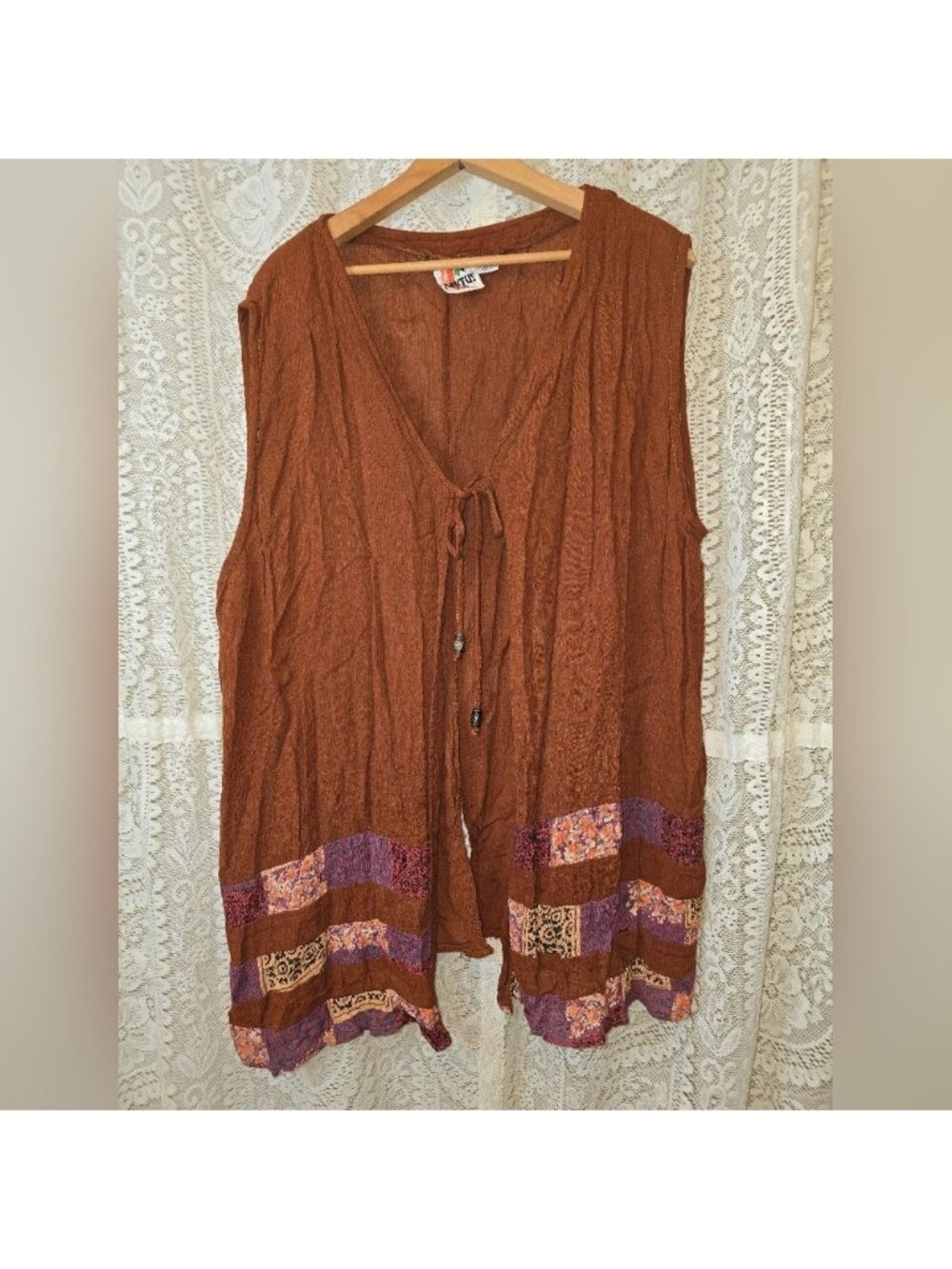 Kaktus Women's Vest, Brown Vest, Rayon Vest, Western Vest
